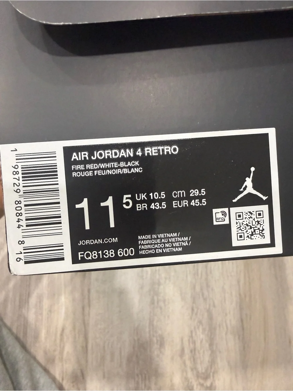 Nike Air Jordan 4 in Red, Black and Grey. Size 11.5